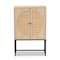 Baxton Studio Ardon Bohemian Light Brown Finished Wood and Black Metal 2-Door Storage Cabinet with Natural Rattan 196-12077-ZORO - alternate 3